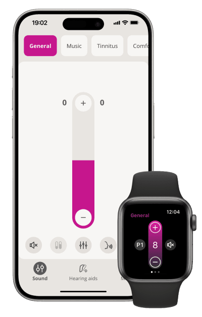 Oticon Companion volume control on iPhone and Apple Watch