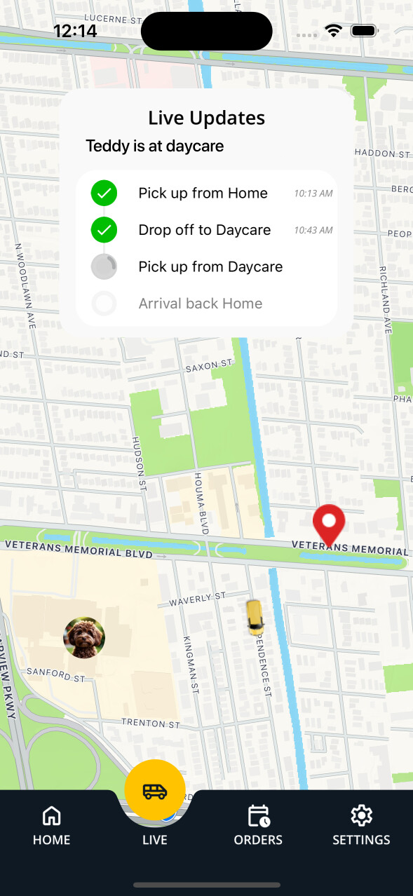 Live tracking Doggie Bus location
