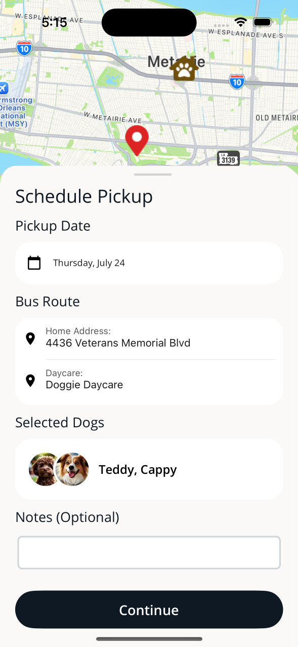 Schedule pickup screenshot