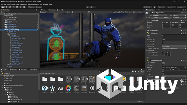 有標誌的 Unity 螢幕擷取畫面