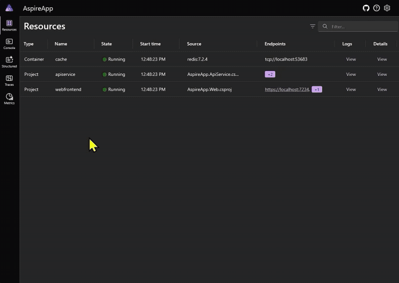 .NET Aspire C# API 代码片段