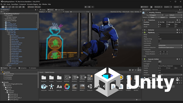 Captura de pantalla de Unity con el logotipo