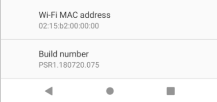 Pantalla de configuración del dispositivo Android en la pantalla Acerca del teléfono que muestra el número de compilación.