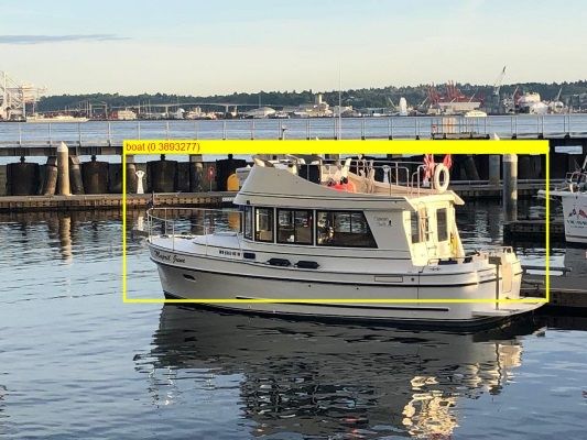 ML.NET detectou um barco na foto usando ONNX